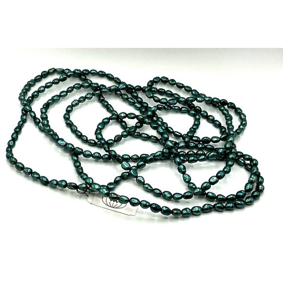 Green Freshwater Pearl Long Strand Necklace - Picture 2 of 3